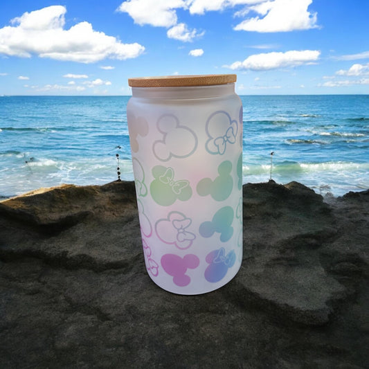 16 oz Glass Tumbler with Bamboo Lid and Straw
