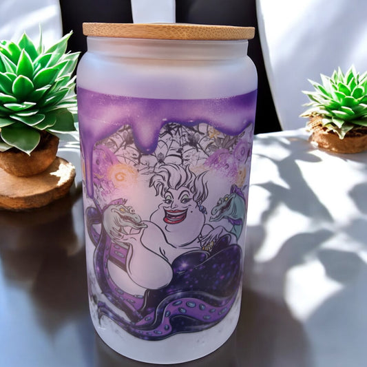 16 oz Glass Tumbler with Bamboo Lid and Straw
